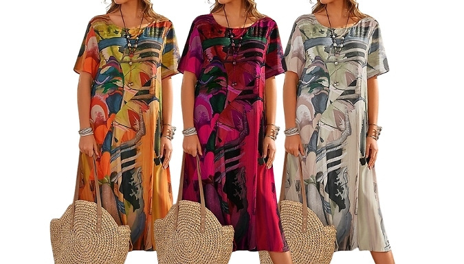 Stylish Printed Beach Maxi Dress - 5 Colours & 8 Sizes!