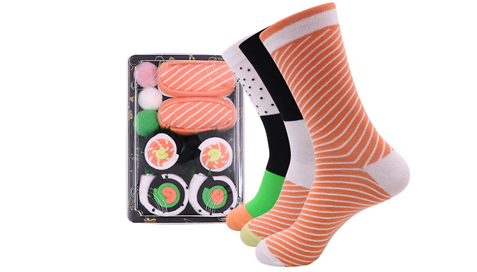 Unisex Sushi Roll Socks Box Set - 3, 4 or 5 Pairs!