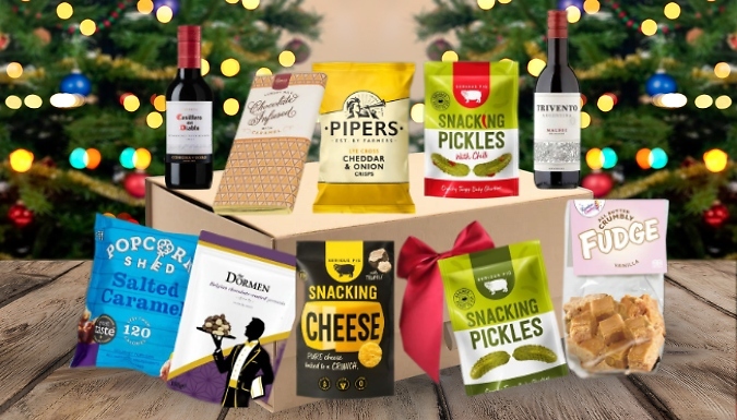 Sweet & Savoury Gift Box with Red Wine