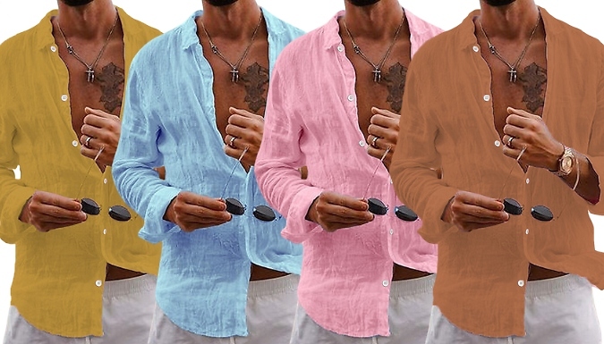 Men's Casual Loose-Fitting Beach Shirt - 12 Colours, 8 Sizes