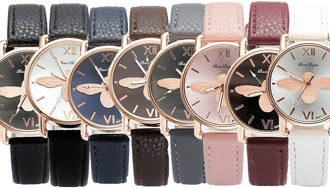 Bee Design Faux Leather Watches - 8 Colours