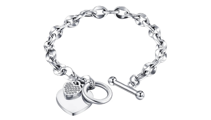 Heart Toggle Bracelet Gift Set - Encrusted with Crystals from Swarovski!