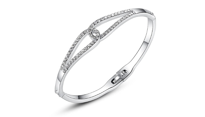 Infinity Rhodium-Plated Crystal Bracelet