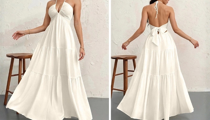 Women's Summer Halterneck Maxi Dress - 6 Colours, 5 Sizes. at Go Groopie IE