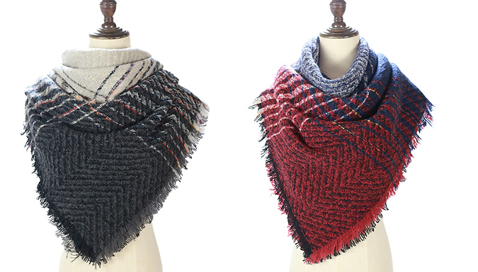 Women’s Cashmere plaid scarf – 7 Colours & 1 or 2 pack Deal Price £9.99