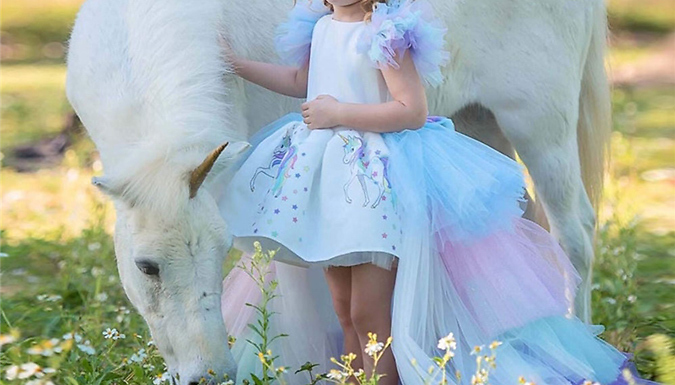 Kids' Christmas Unicorn Dress With Long Tail - 6 Sizes