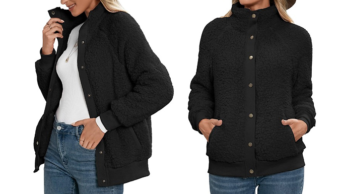 Women's Warm Fluffy Oversized Teddy Jacket - 5 Colours & 4 Sizes