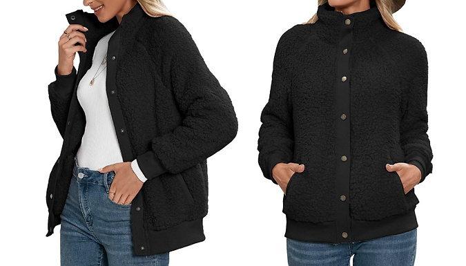 Women's Warm Fluffy Oversized Teddy Jacket - 5 Colours & 4 Sizes at Go Groopie IE