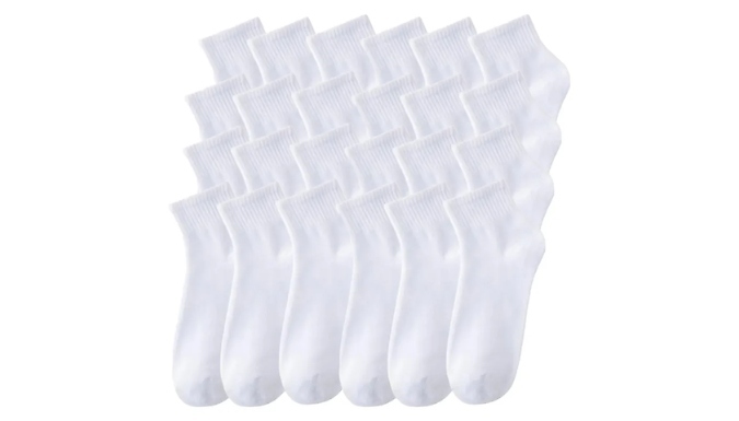 12 or 24-Pack Men's Cotton Ankle Socks - 5 Colours