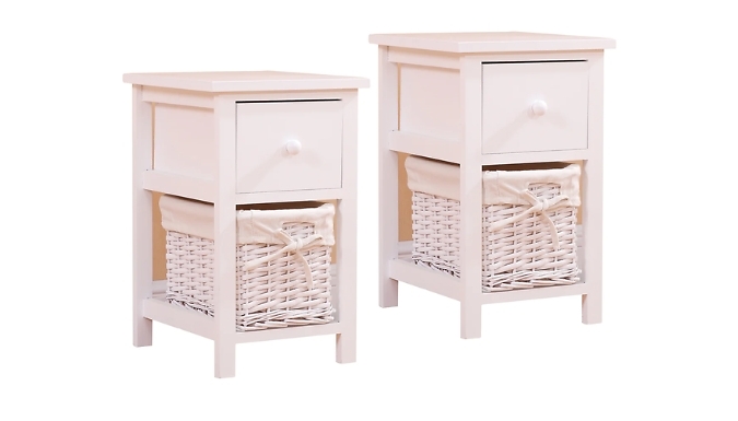 Pair of Wooden Bedside Tables - 2 Drawers