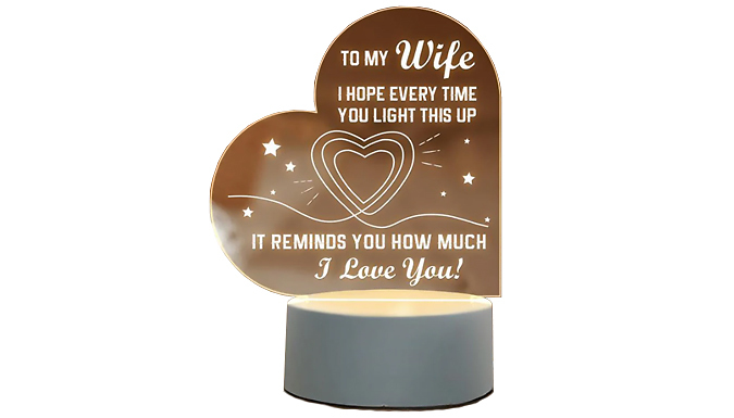 Love Note Acrylic Table Lamp - 6 Designs