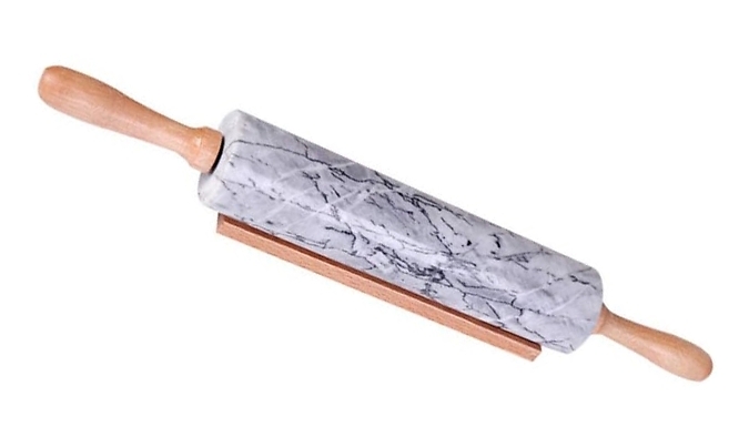 Wooden Handle Marble Rolling Pin with Stand