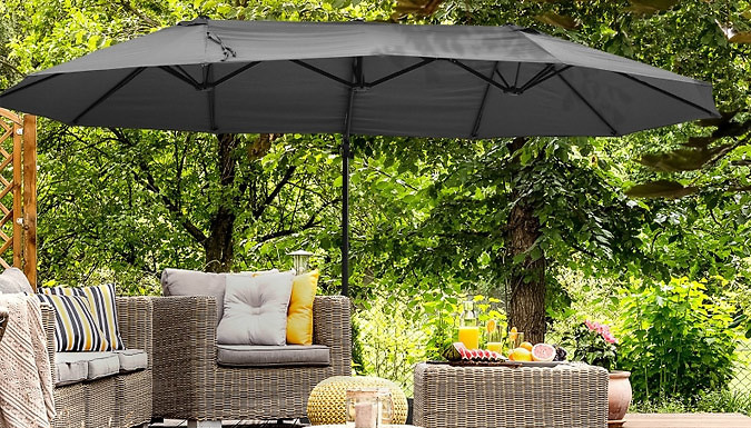 Outsunny Double Canopy Offset Garden Parasol