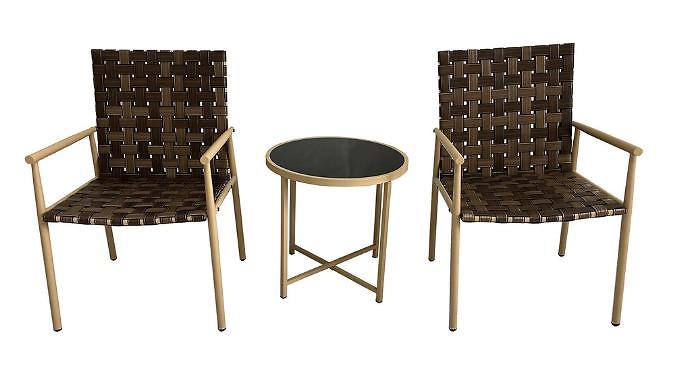 3-Piece Rattan Patio Chairs & Table Set