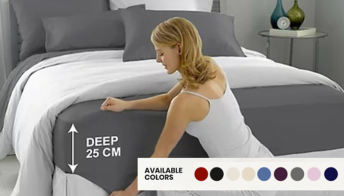 Extra Deep Elastic Fitted Sheet Bed Sheets - 9 Colours & 3 Sizes