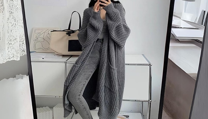 Women's Knitted Oversized Longline Cardigan - 4 Colours & Sizes