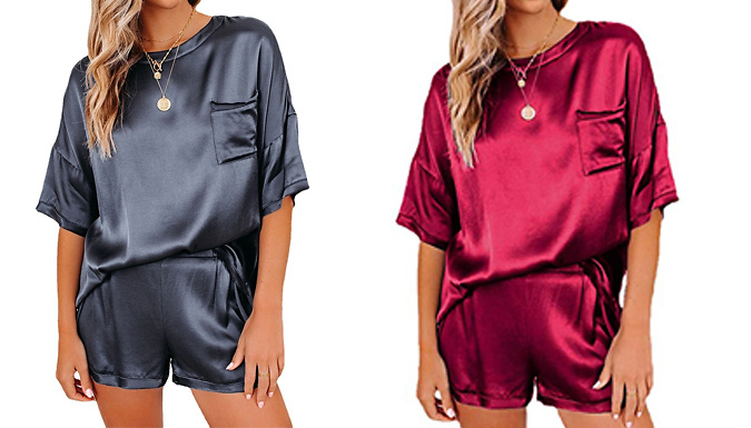 Women's 2-Piece Oversized Satin Look Pyjama Set - 4 Colours & 4 Sizes