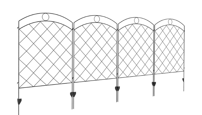 Outsunny Decorative Steel Picket Fence Panels - Set of 4!