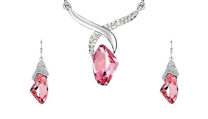 18K White Gold-Plated Crystal Drop Set
