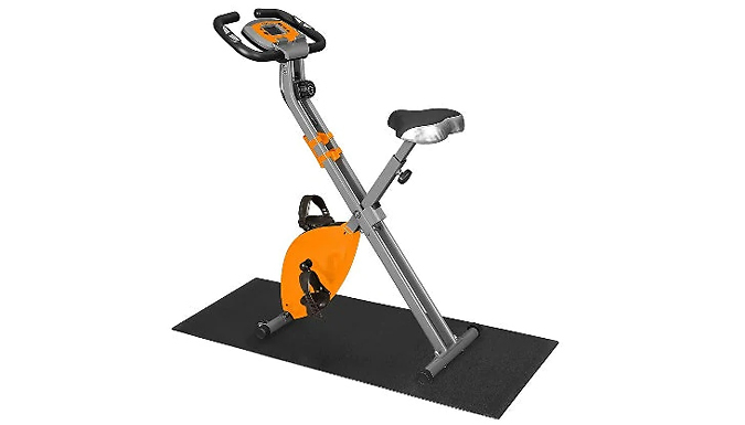 Foldable 8-Level Exercise Bike with Floor Mat