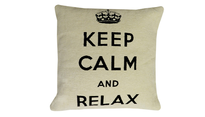 1 or 2 Keep Calm & Relax Cushions - 2 Colours