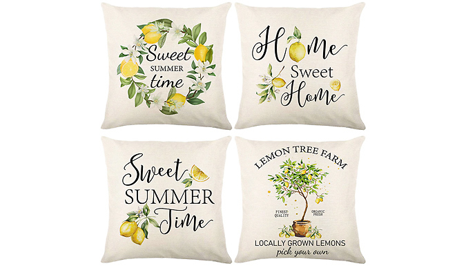 4-Pack of Lemon Summer Cushion Covers