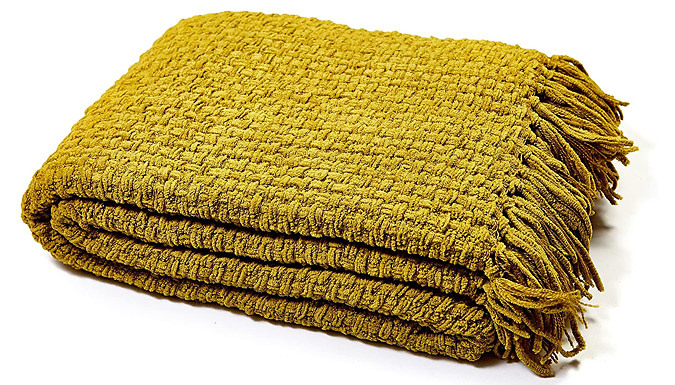 Chunky Chenille Knitted Blanket - 2 Colours