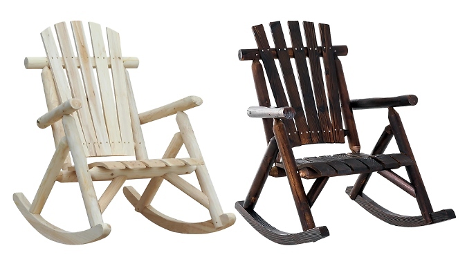 Outsunny Adirondack Wood Rocking Chair - 2 Colours