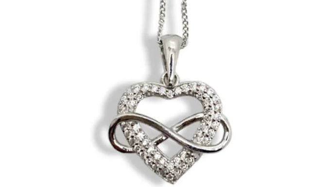 Heart & Infinity Created Diamond Sterling Silver Pendant Necklace
