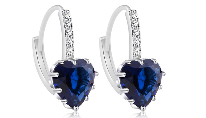 7.33 Carat Blue Lab-Created Sapphire Rhodium Plated Tri-Set - 4 Sizes