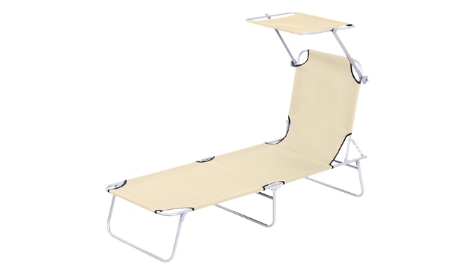 Outsunny Folding Sun Lounger with Awning - 5 Colours at Go Groopie