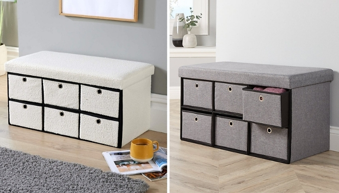 Sofia Folding 6 Drawer Ottoman - 2 Colours