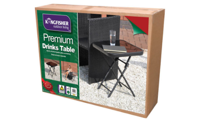 Kingfisher Garden Folding Drinks Table With Glass Top