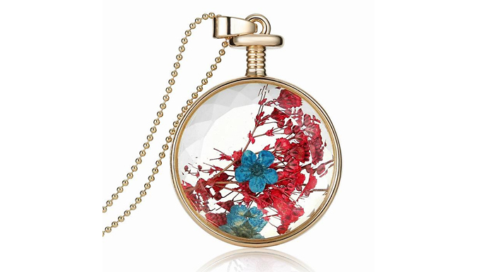 Real Pressed Flower Pendant Necklace - 4 Colours