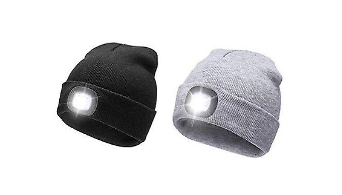 Rechargeable LED Headlight Beanie Hat - 2 Colours