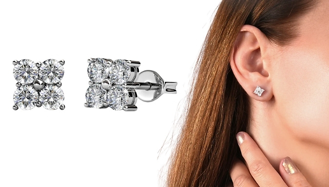 Sweet Square Stud Earrings Encrusted with Swarovski Crystals - 3 Colours, 5 Options!