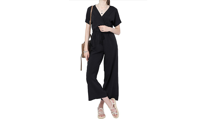 Short Sleeve V-Neck Jumpsuit - 3 Colours & 3 Sizes from Go Groopie IE