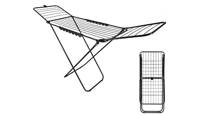 22-Bar Folding Winged Clothes Airer - 18m Drying Space!
