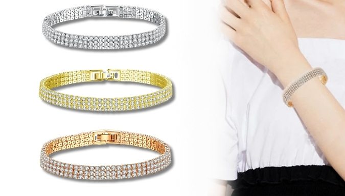 Triple Row Swarovski Crystals Bracelet - 3 Colours