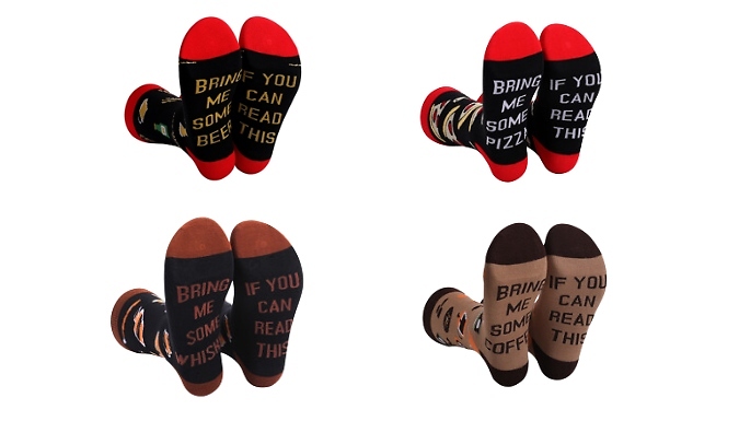 1 or 2 Pairs of Men's Novelty Socks - 4 Styles