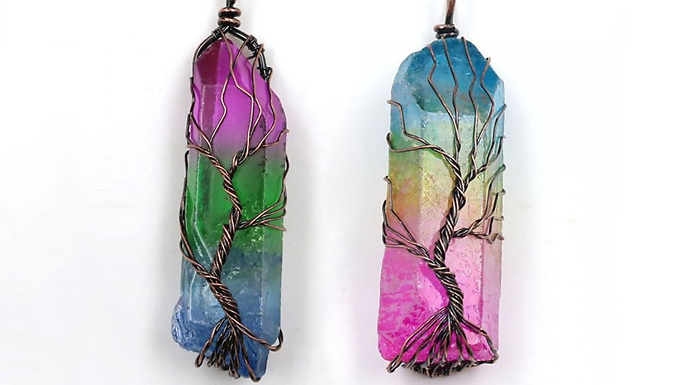Tree of Life Irregular Crystal Pendant Necklace - 7 Styles