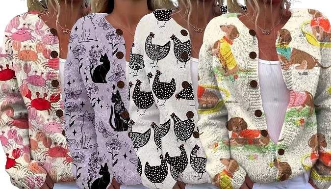 Women’s Animal Printed Cardigan - 4 Designs & 5 Sizes!