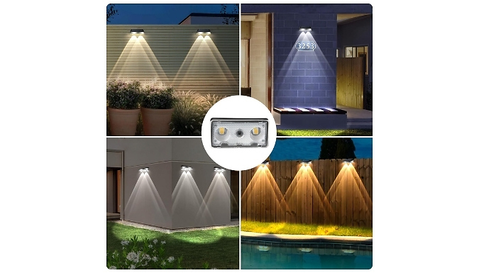 1, 2 or 4 Stainless Steel Solar Outdoor Waterproof Wall Lights - 3 Colours!