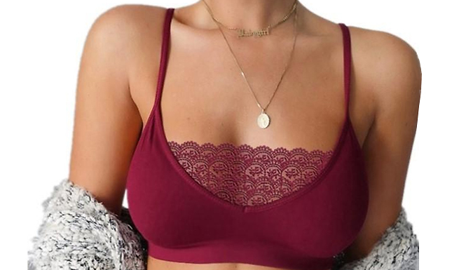 1, 3 or 5 Lace-Panel Comfortable Bralettes - 2 Colours & 4 Sizes at Go Groopie IE