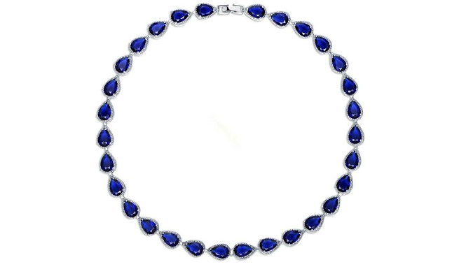 Blue Gemstone & Created Diamond Pear Cut Jewellery Set