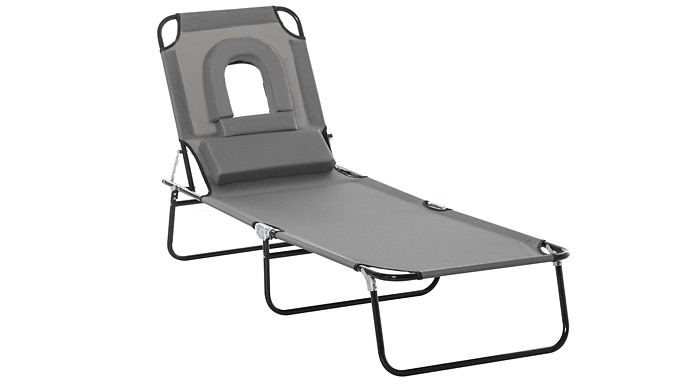 Outsunny Adjustable Sun Lounger with Pillow