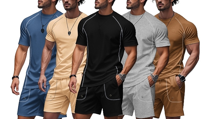 Men's Summer T-Shirt & Shorts Set - 5 Colours, 6 Sizes. from Go Groopie IE