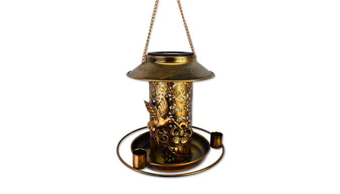 Outdoor Lantern Bird Feeder Solar Light