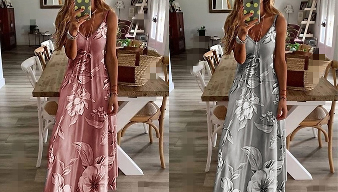 Hawaiian Print Sleeveless Maxi Dress - 6 Colours & 5 Sizes