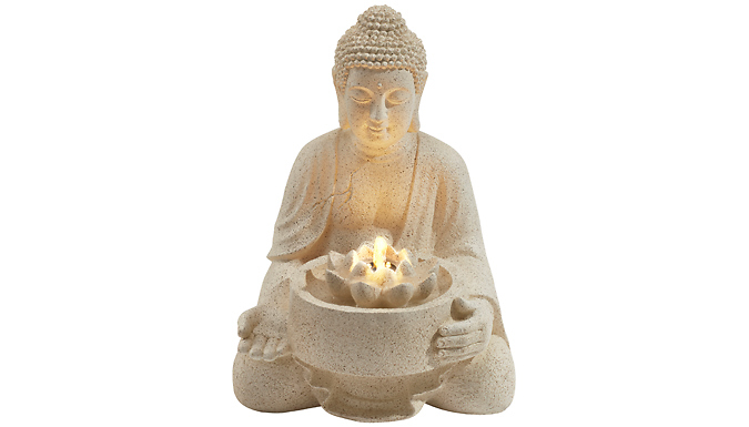 Serene Glowing Buddha Water Feature
